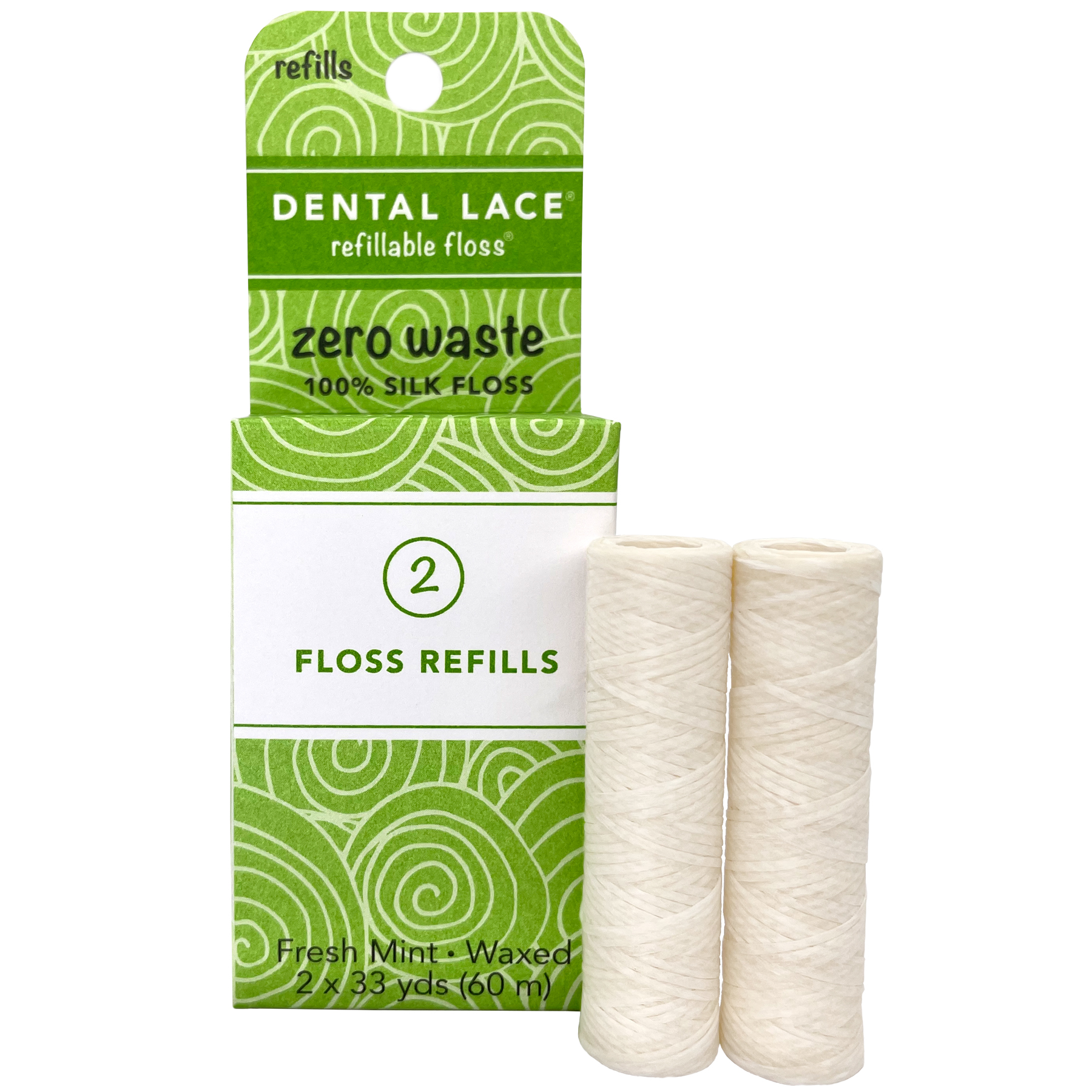 Dental Lace Vegan Bamboo Charcoal Infused Synthetic Floss Container with  Refill