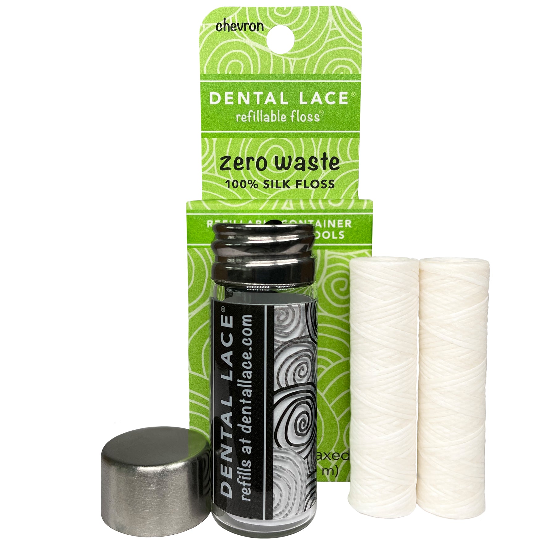 Silk Dental Floss in Refillable Glass Container | PFAS-Free, BPA-Free, Certified BioBased (2 Spools/4-Month Supply) DISCONTINUED COLORS