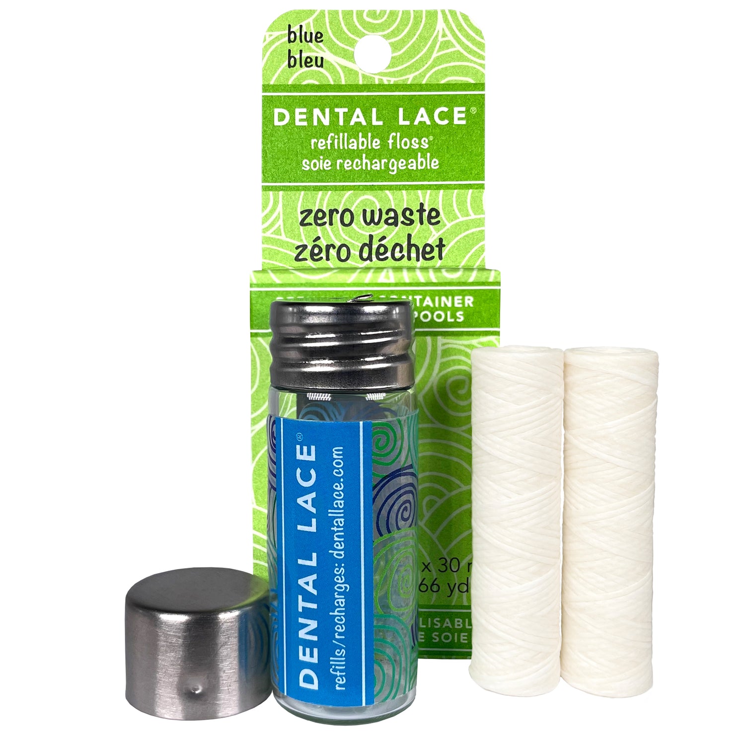 Silk Dental Floss in Refillable Glass Container | PFAS-Free, BPA-Free, Certified BioBased (2 Spools/4-Month Supply) DISCONTINUED COLORS