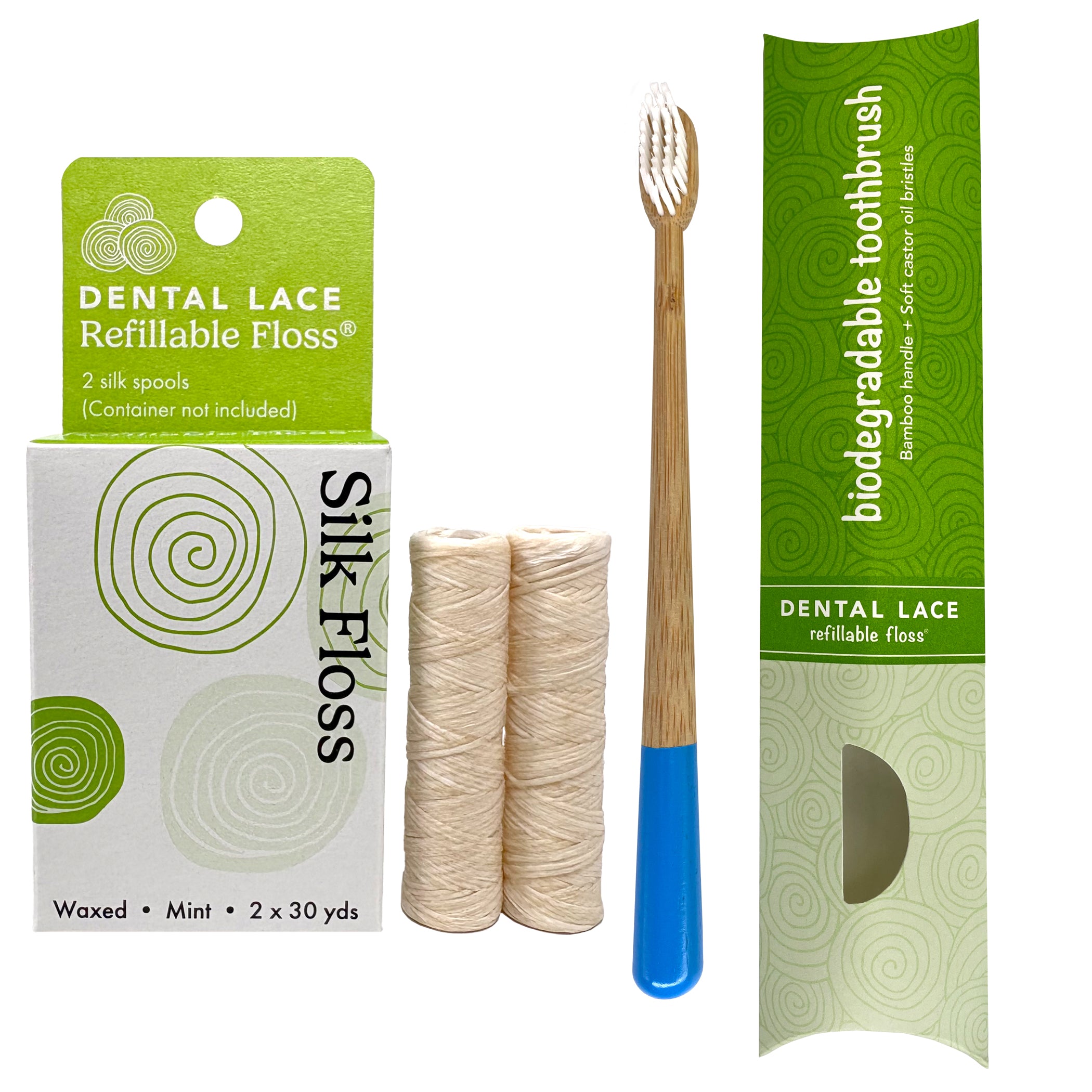 Silk Dental Floss Refills & Bamboo Toothbrush Bundle