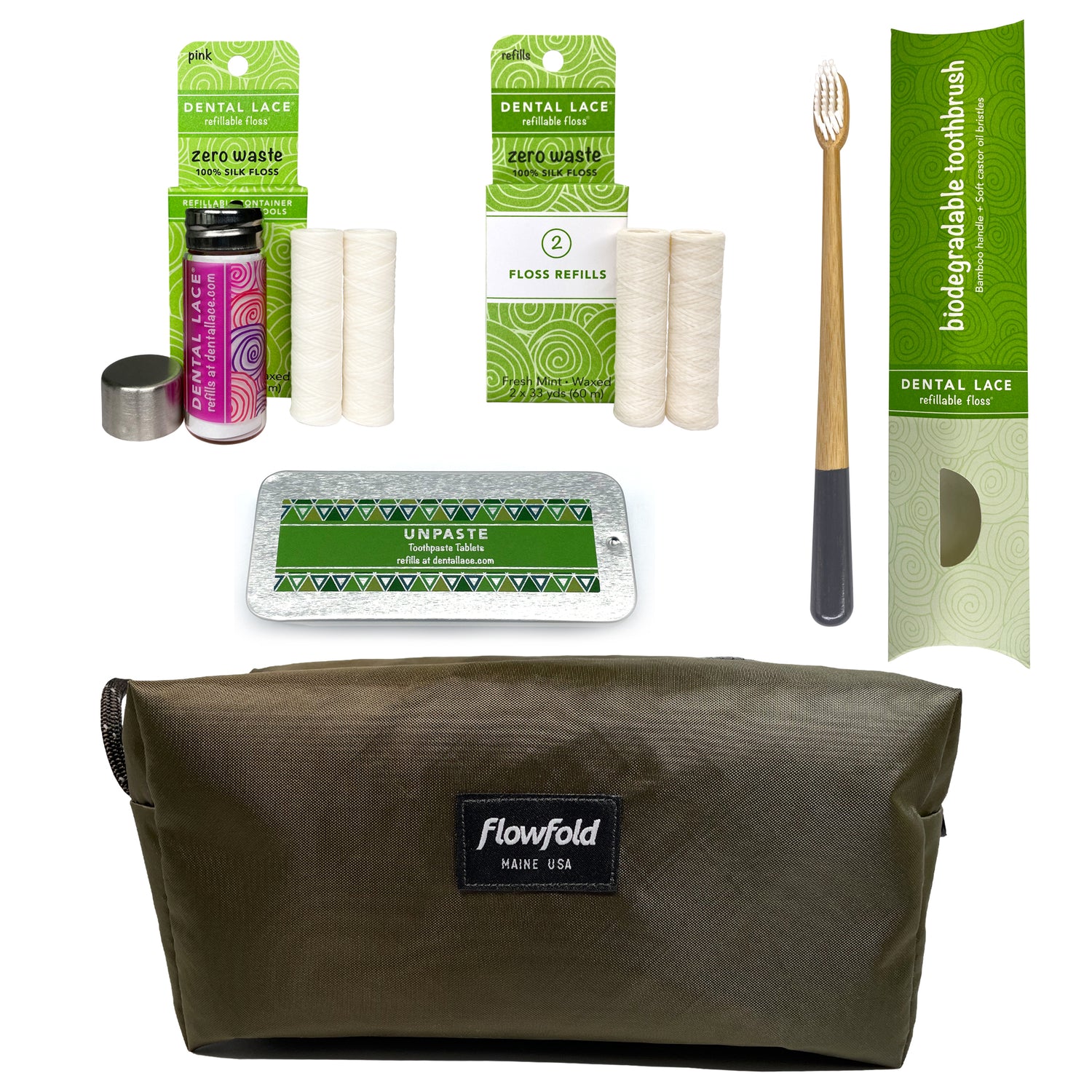 Flowfold Dopp Bag with Dental Lace Products