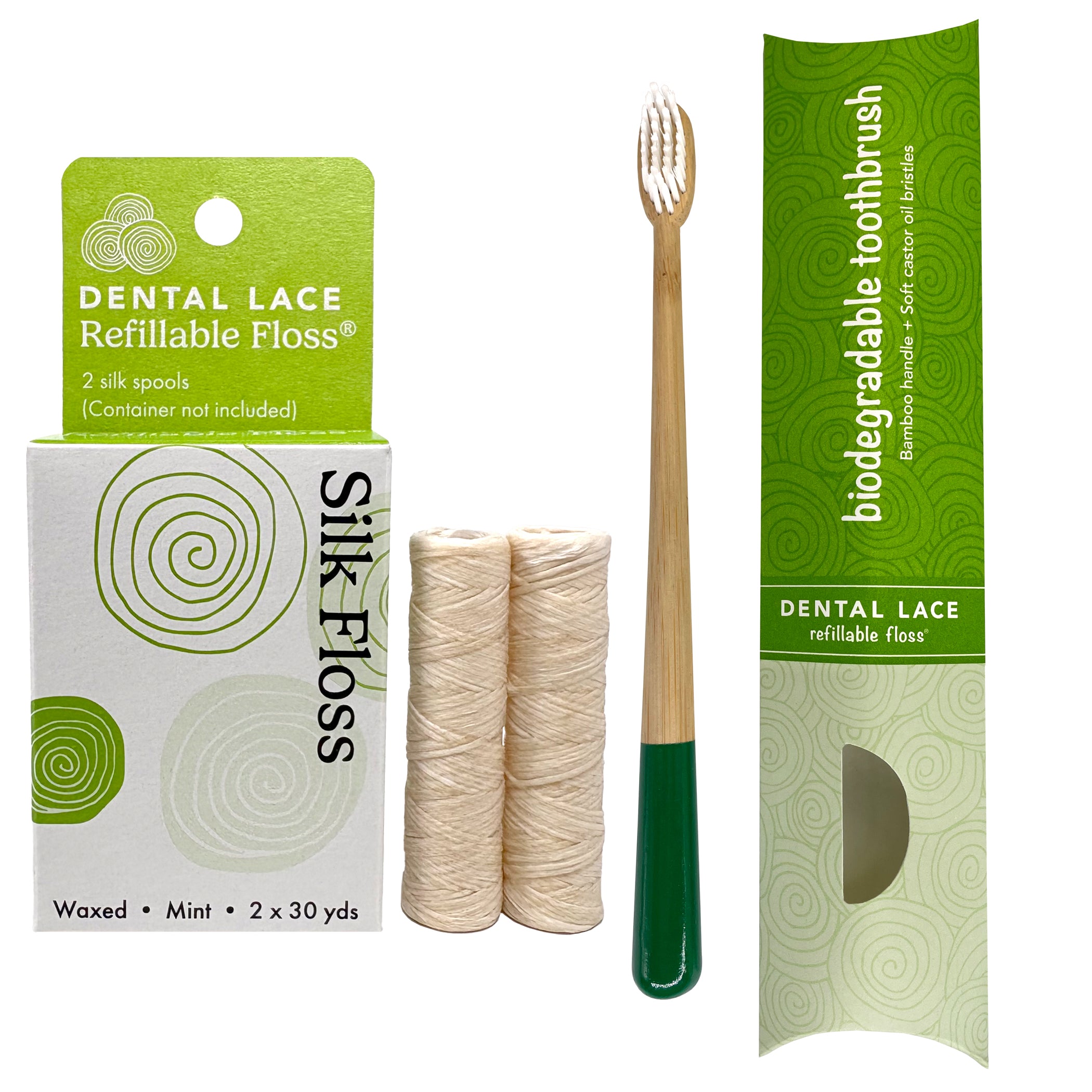 Silk Dental Floss Refills & Bamboo Toothbrush Bundle