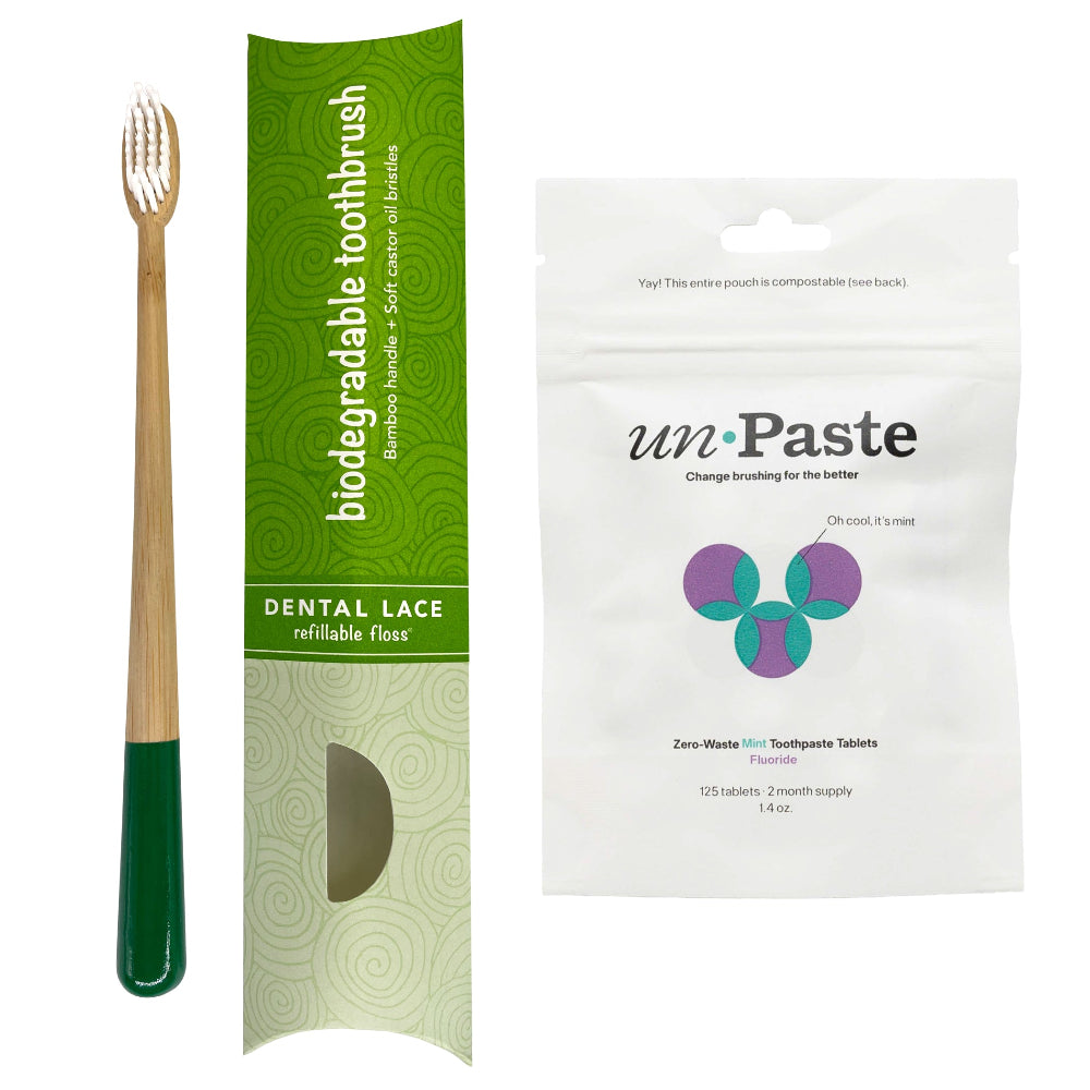 Bamboo Toothbrush & Fluoride Toothpaste Tablets Bundle