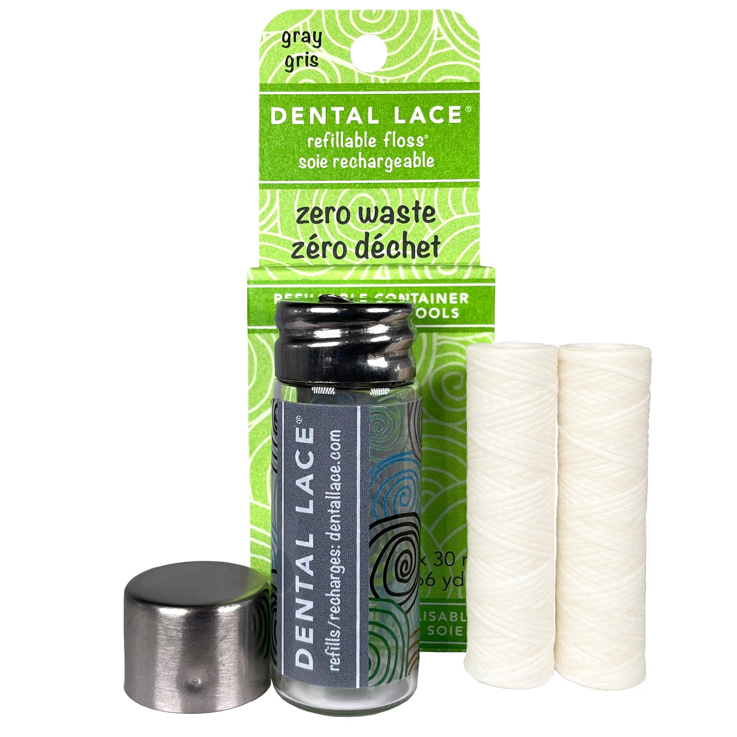 Silk Dental Floss in Refillable Glass Container | PFAS-Free, BPA-Free, Certified BioBased (2 Spools/4-Month Supply) DISCONTINUED COLORS