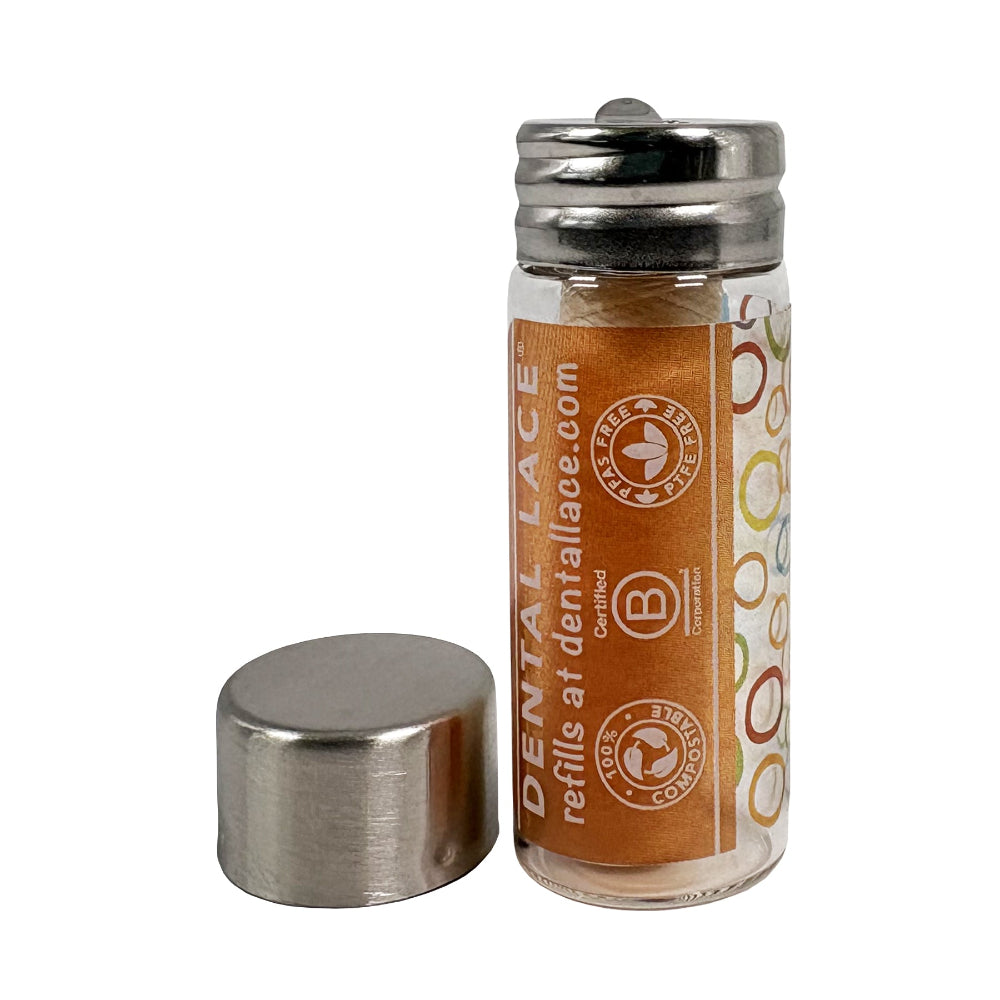 Silk Dental Floss in Refillable Glass Container | PFAS-Free, Compostable, Certified BioBased (1 Spool/2-Month Supply)