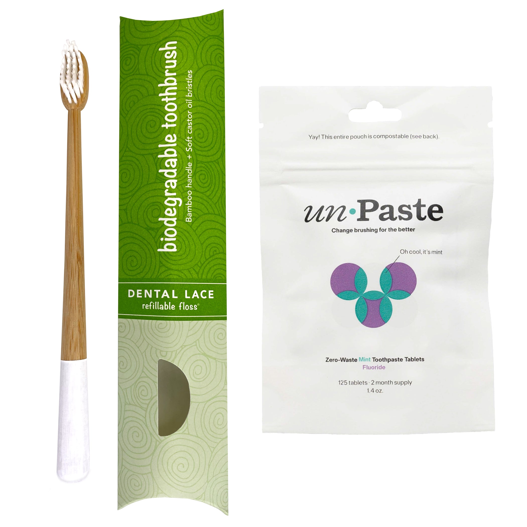Bamboo Toothbrush & Fluoride Toothpaste Tablets Bundle