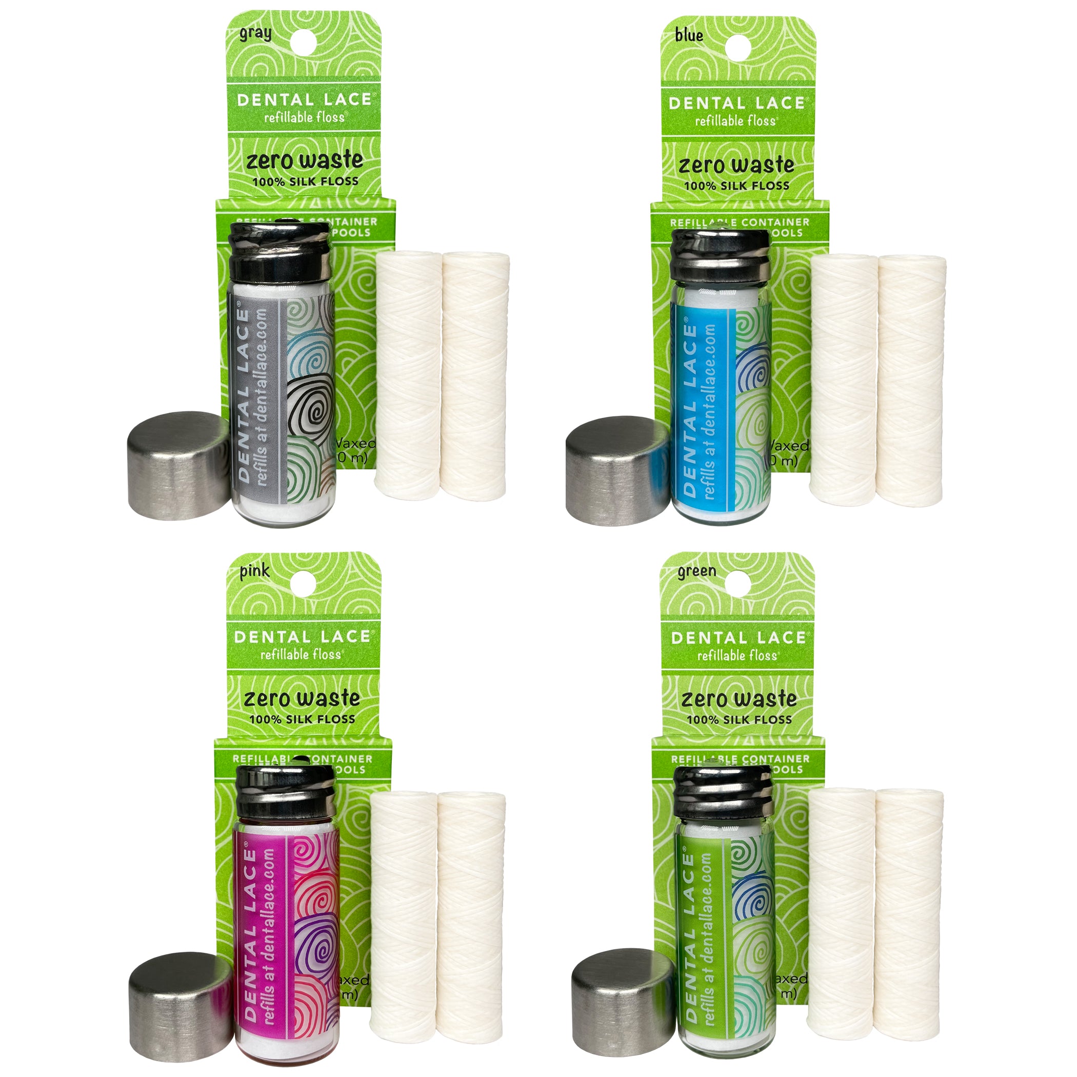 Zero Waste Refillable Silk Floss Bundle - 4 Container Pack