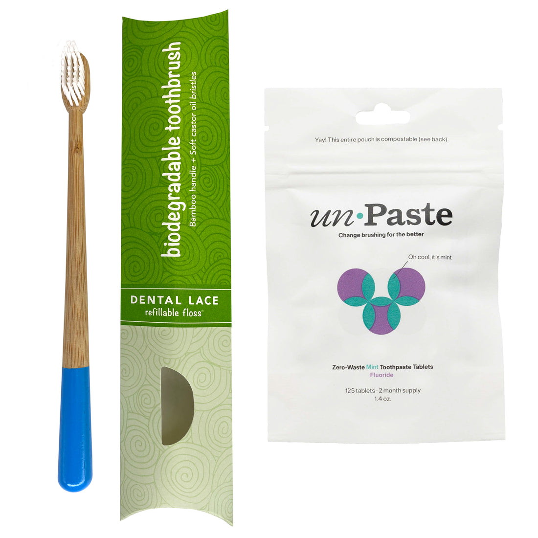 Bamboo Toothbrush &amp; Fluoride Toothpaste Tablets Bundle