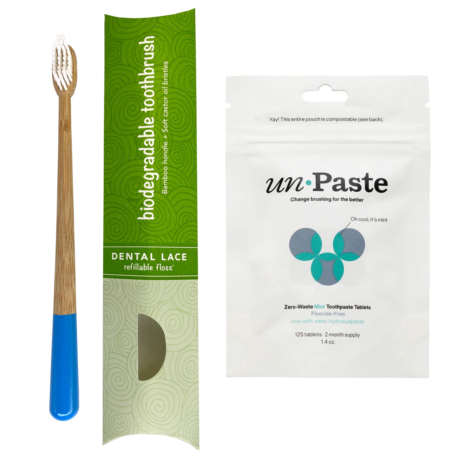 Bamboo Toothbrush &amp; Fluoride Free Toothpaste Tablets Bundle