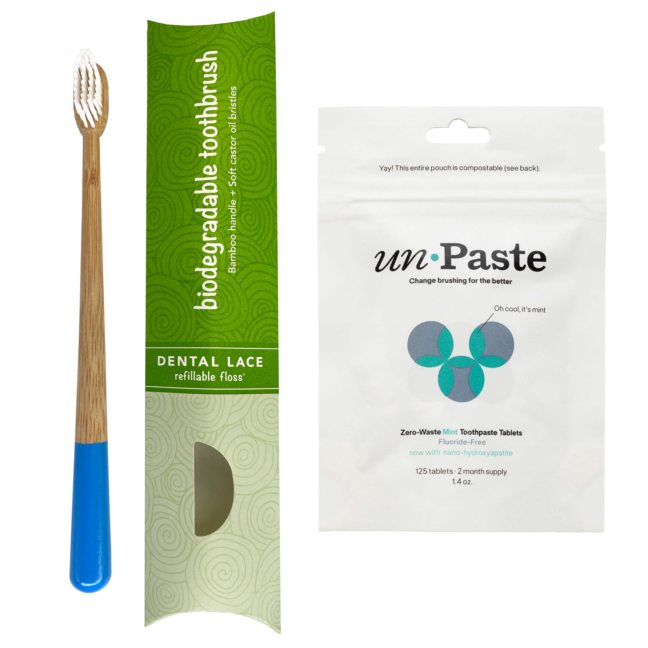Bamboo Toothbrush &amp; Fluoride Free Toothpaste Tablets Bundle