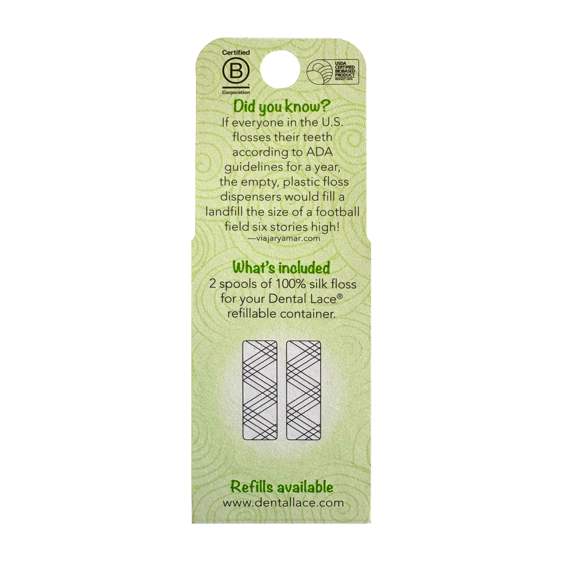 Best Seller! Silk Dental Floss Refills | PFAS-Free, Compostable, Certified BioBased (2 Spools/4-Month Supply)