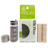 Dental Lace Gray labeled Glass Container with two silk refill spools in a white and green box. 