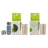 Dental Lace refillable floss boxes with a waves labeled glass container and four silk floss refill spools. 