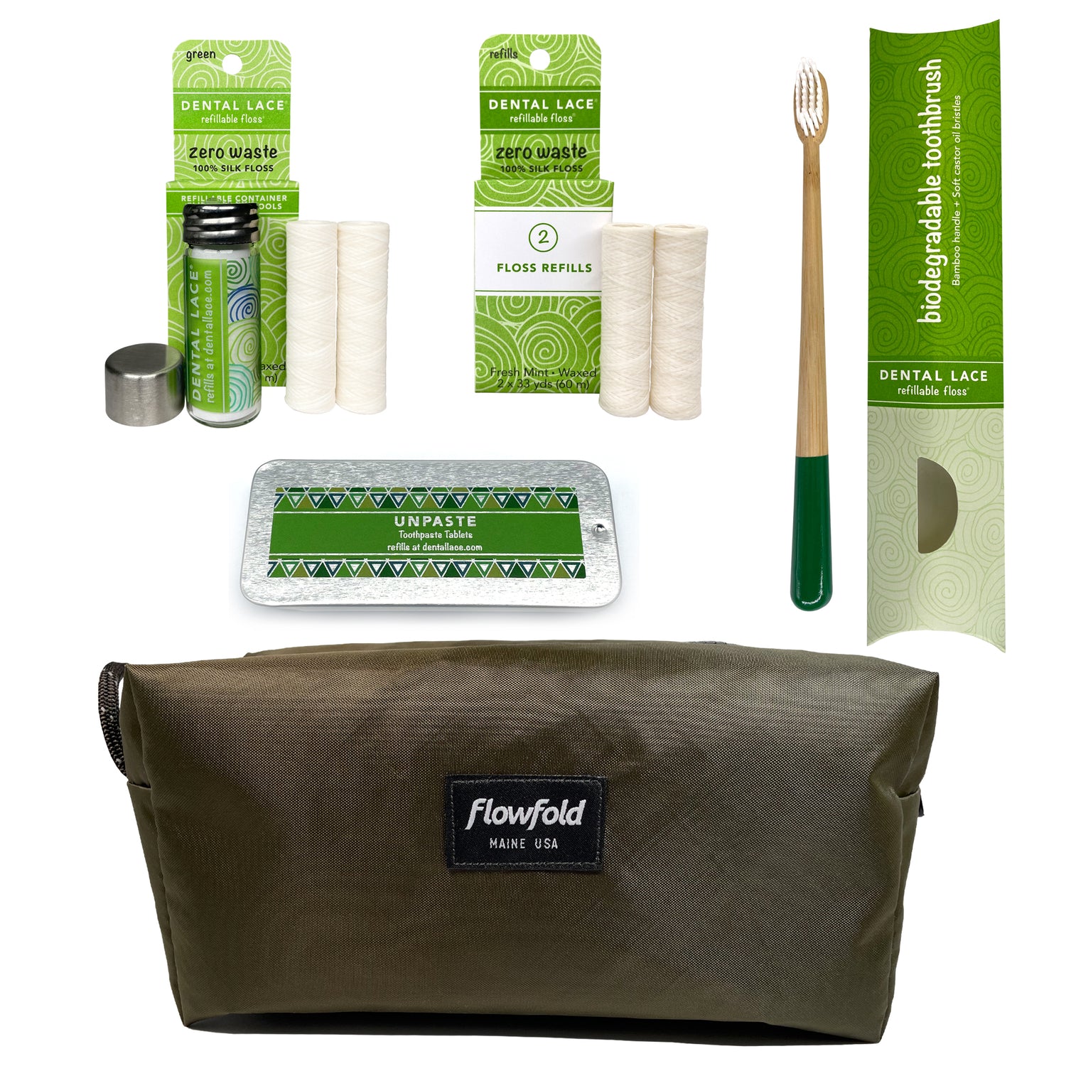 Flowfold Dopp Bag with Dental Lace Products