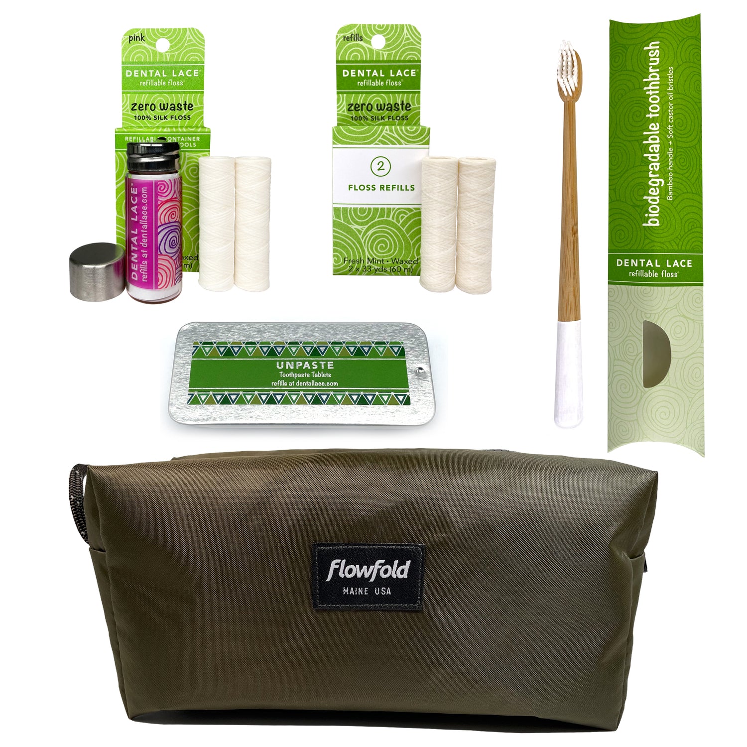 Flowfold Dopp Bag with Dental Lace Products