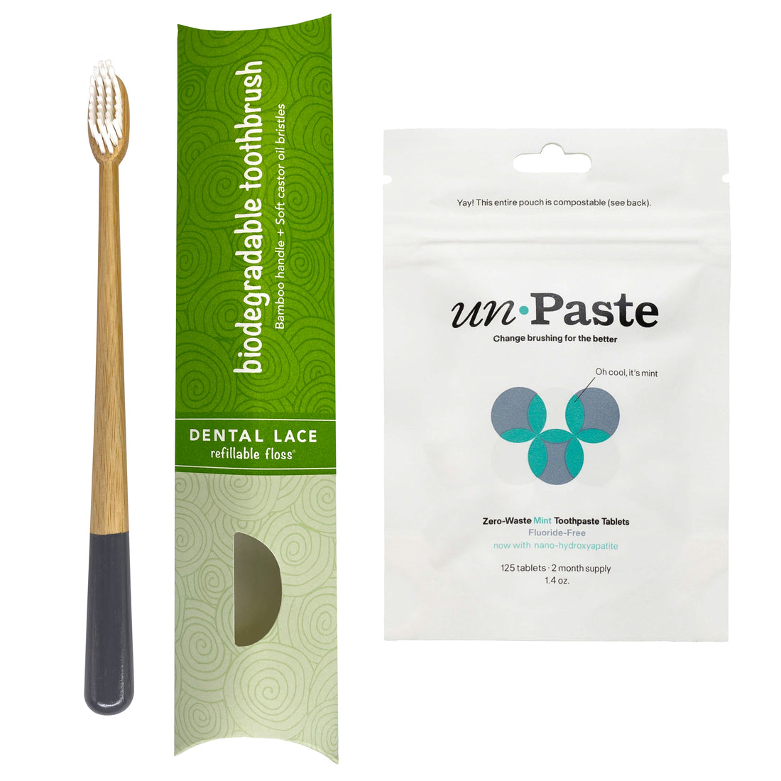 Bamboo Toothbrush &amp; Fluoride Free Toothpaste Tablets Bundle