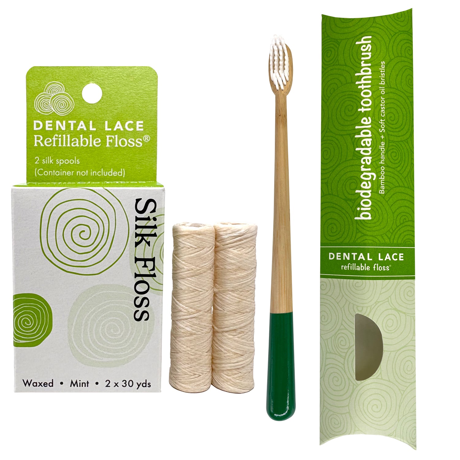 Silk Dental Floss Refills &amp; Bamboo Toothbrush Bundle