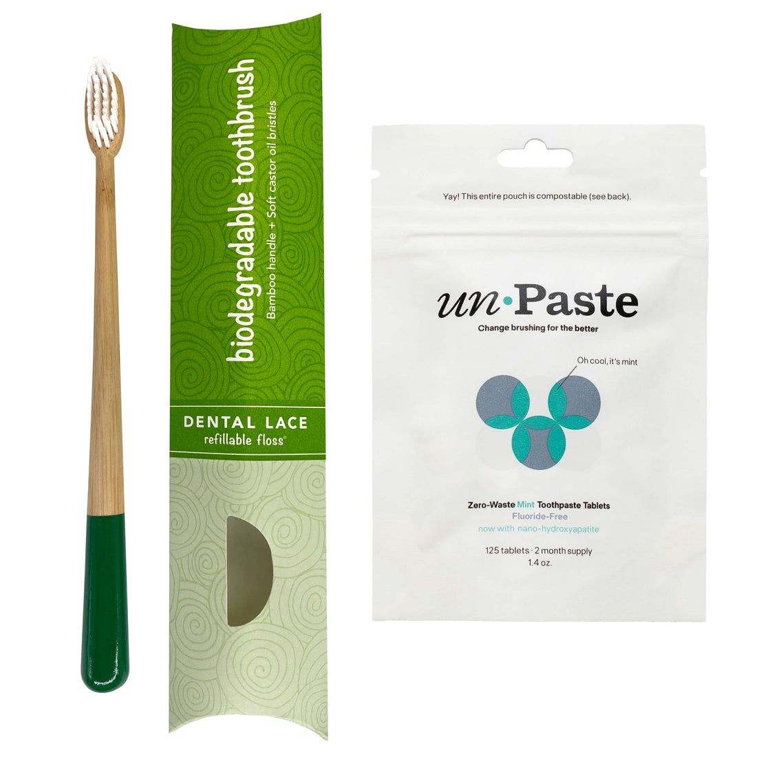 Bamboo Toothbrush &amp; Fluoride Free Toothpaste Tablets Bundle
