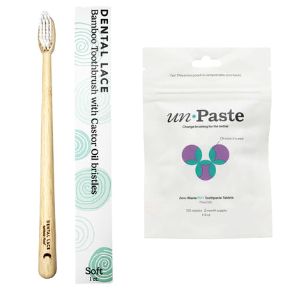 Bamboo Toothbrush &amp; Fluoride Toothpaste Tablets Bundle