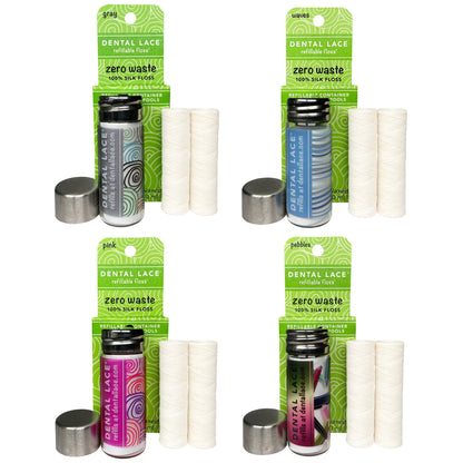 Dental Lace 4 Pack PTFE &amp; PFAS Free Refillable Silk Floss Bundle