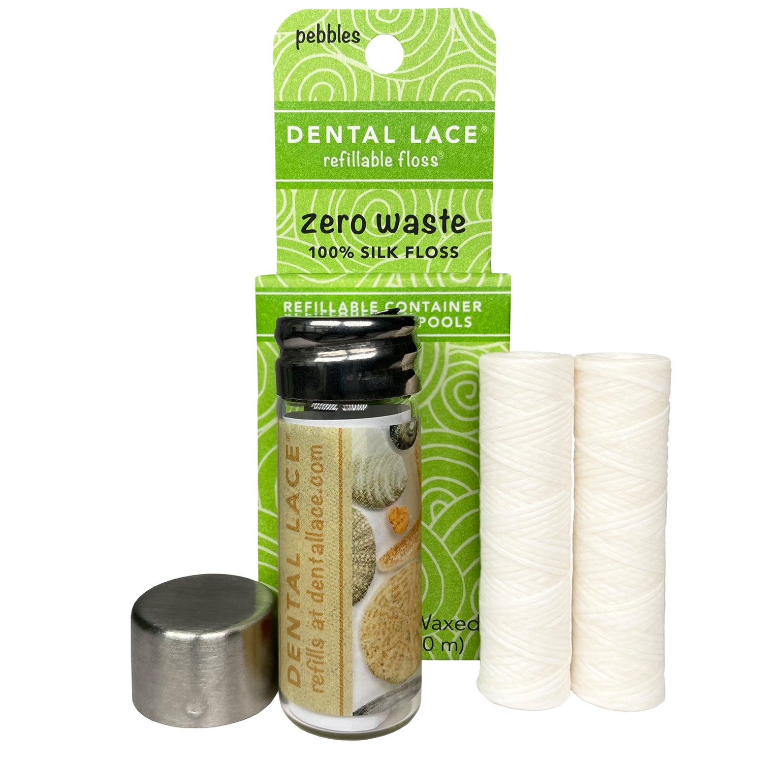 Dental Lace 4 Month Refillable PTFE &amp; PFAS Free Silk Floss Container with Refill