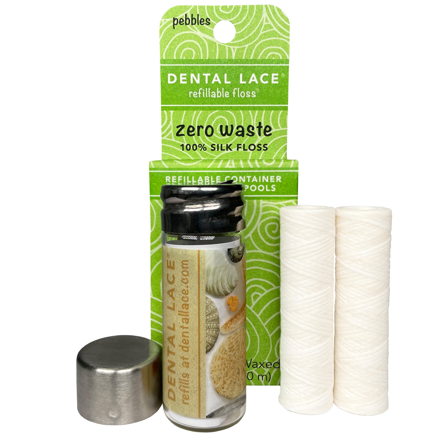 Dental Lace 4 Month Refillable PTFE &amp; PFAS Free Silk Floss Container with Refill