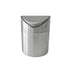 A brushed stainless steel cylindrical container with a matching semi-circular hinged lid, shown on a clean white surface against a light gray background.