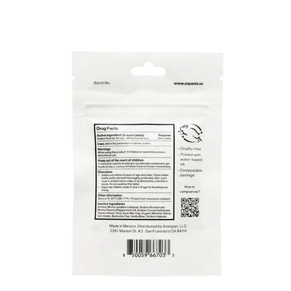 Unpaste Fluoride Toothpaste Tablets with Container