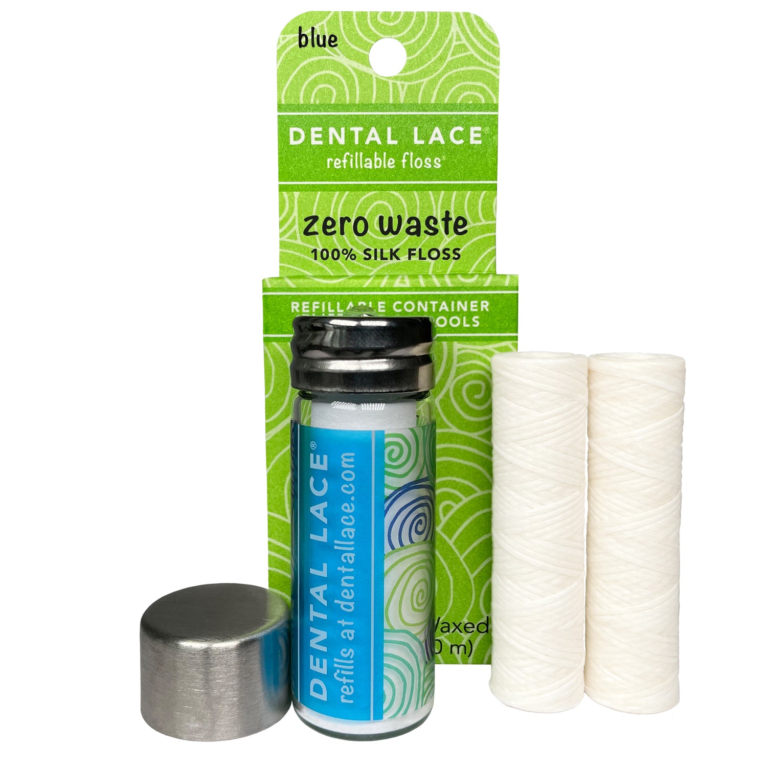Dental Lace 4 Month Refillable PTFE &amp; PFAS Free Silk Floss Container with Refill