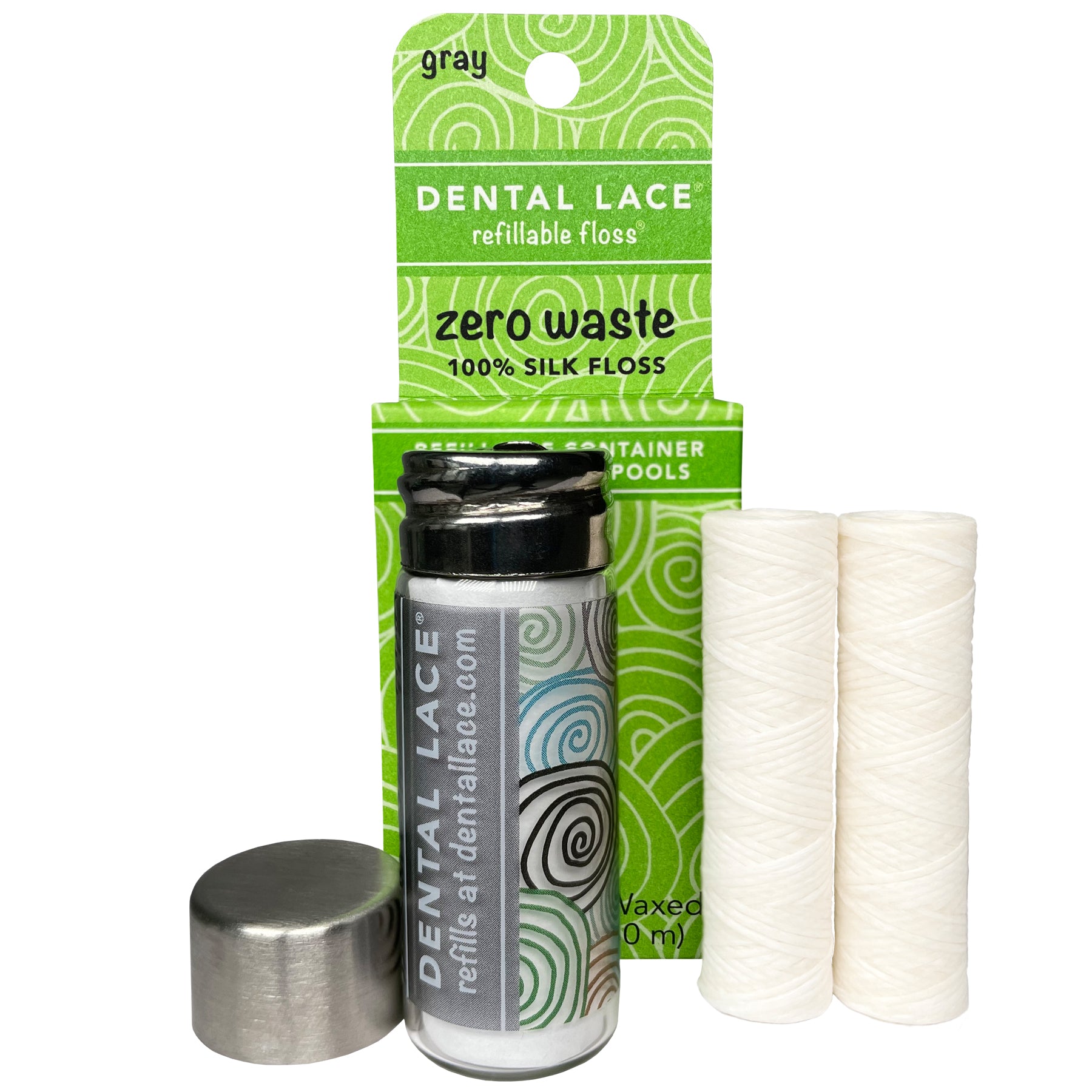 Dental Lace 4 Month Refillable PTFE &amp; PFAS Free Silk Floss Container with Refill